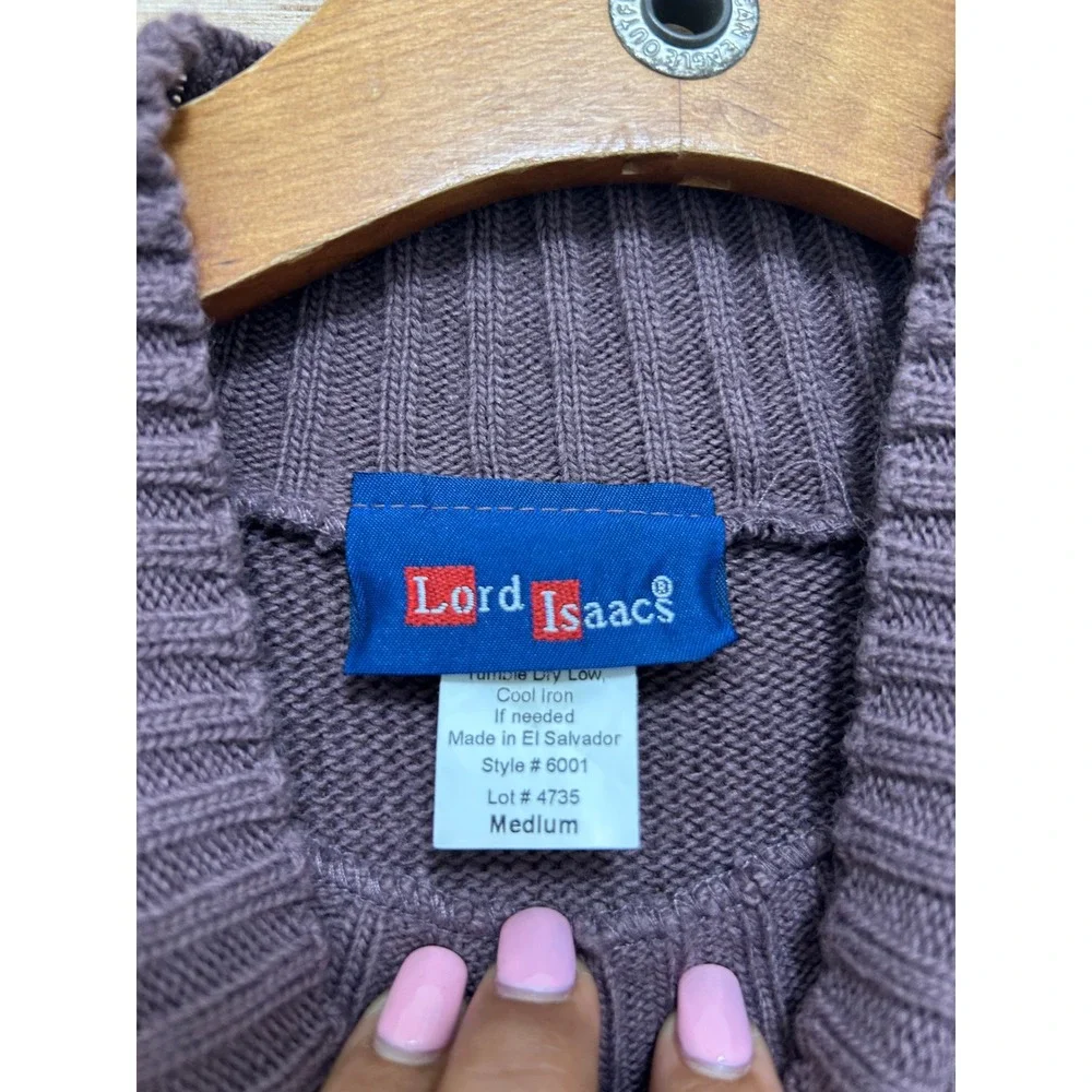 Lord‎ Isaacs Womens Mock Neck Pointelle Knit Sweater Mauve Purple Medium